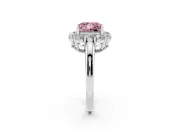 Princess Cut Graduated Milgrain Halo Engagement Ring Setting for a Fancy Pink Lab-Grown Diamond | Sterling Silver