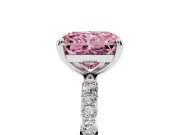 Radiant Cut Pave Solitaire Engagement Ring Setting for a Fancy Pink Lab-Grown Diamond | Pave Shoulders | Platinum