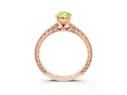 Fancy Yellow Pear Cut Diamond Solitaire Milgrain Engraved Band Set in Rose gold with Prong Setting