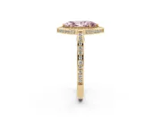 Fancy Pink Marquise Cut Diamond Halo Pavé Split Shank Ring Set in Yellow gold with Prong Setting