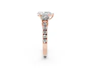 Pear-Shaped Three Stone Engagement Ring Setting | Pave Shoulders | Rose Gold