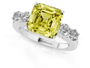 Asscher Cut 5 Stone Engagement Ring Setting for a Fancy Yellow Lab-Grown Diamond | Platinum