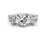 Heart-Shaped Three Stone Engagement Ring Setting | Large Side Stones | Platinum