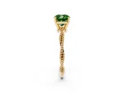 Fancy Green Cushion Cut Diamond Solitaire Ring Set in Yellow gold with Twisted Band and Bead Prong Setting