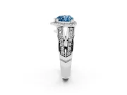Fancy Blue Heart Cut Diamond Halo Ring Set in Silver with Double Pavé Split Shank