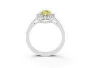 Fancy Yellow Marquise Cut Diamond Halo Ring Set in Platinum with Round Halo and Smooth Solitaire Band