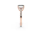 Radiant Cut Hidden Halo Engagement Ring Setting for a Black Center | Rose Gold