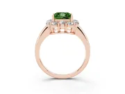 Princess Cut Graduated Milgrain Halo Engagement Ring Setting for a Fancy Green Lab-Grown Diamond | Rose Gold