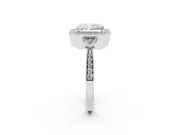 Radiant Cut Diamond Halo Engagement Ring Set in Platinum with Milgrain Pavé Band