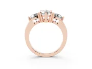 Marquise Cut Diamond Three-Stone Ring Set in Rose gold with Prong Setting and Classic Band