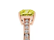 Cushion Cut Pave Solitaire Engagement Ring Setting for a Fancy Yellow Lab-Grown Diamond | Accented Basket | Rose Gold