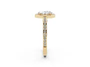 Oval Sectioned Halo Engagement Ring Setting | Pavé Gallery and Band | Yellow Gold