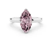 Fancy Pink Marquise Cut Diamond Solitaire Ring Set in White gold with Prong Head and Smooth Polished Band
