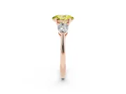 Oval Three-Stone Ring Setting for a Fancy Yellow Lab-Grown Diamond | Pear Side Stones | Rose Gold