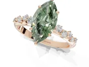 Marquise Graduated Solitaire Engagement Ring Setting for a Fancy Green Lab-Grown Diamond | Rose Gold