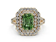 Emerald Cut Halo Split Shank Engagement Ring Setting for a Fancy Green Lab-Grown Diamond | Yellow Gold