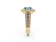 Oval Large Accent Halo Engagement Ring Setting for a Fancy Blue Lab-Grown Diamond | Yellow Gold