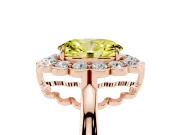Oval Scalloped Cluster Halo Engagement Ring Setting for a Fancy Yellow Lab-Grown Diamond | Plain Band | Rose Gold
