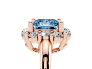 Princess Cut Cluster Halo Engagement Ring Setting for a Fancy Blue Lab-Grown Diamond | Large Round Accents | Rose Gold