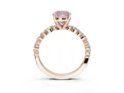 Cushion Cut Pavé Solitaire Engagement Ring Setting for a Fancy Pink Lab-Grown Diamond | Alternating Accents | Rose Gold