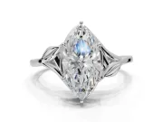 Marquise Leaf Bypass Solitaire Engagement Ring Setting | Polished Band | Platinum