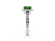 Radiant Cut Accented Halo Engagement Ring Setting for a Fancy Green Lab-Grown Diamond | Platinum