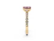 Emerald Cut Pavé Solitaire Engagement Ring Setting for a Fancy Pink Lab-Grown Diamond | Single Row Band | Yellow Gold