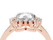 Heart Cut Diamond Halo Ring Set in Rose gold with Round Halo and Smooth Solitaire Band