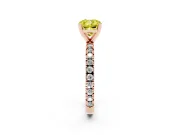 Fancy Yellow Cushion Cut Diamond Pavé Band Solitaire Set in Rose gold with Prong Setting
