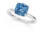 Cushion Cut Hidden Halo Ring Setting for a Fancy Blue Lab-Grown Diamond | White Gold