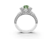 Marquise Vintage Pave Engagement Ring Setting for a Fancy Green Lab-Grown Diamond | Milgrain Edges | White Gold
