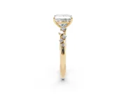 Princess Cut Diamond Cluster Solitaire Ring Set in Yellow gold with Prong Setting