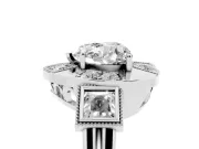 Heart Cut Diamond Milgrain Halo Ring Set in Platinum with Split Shank