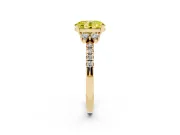 Oval Side Stone Pave Engagement Ring Setting for a Fancy Yellow Lab-Grown Diamond | Paired Round Accents | Yellow Gold