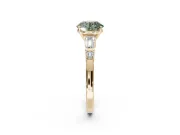 Round Tapered Baguette Engagement Ring Setting for a Fancy Green Lab-Grown Diamond | Yellow Gold