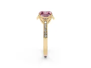 Asscher Cut Floral Pavé Engagement Ring Setting for a Fancy Pink Lab-Grown Diamond | Yellow Gold
