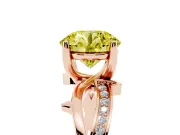 Round Twisted Pavé Engagement Ring Setting for a Fancy Yellow Lab-Grown Diamond | Pavé and Plain Strands | Rose Gold