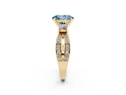Oval Three-Stone Twist Engagement Ring Setting for a Fancy Blue Lab-Grown Diamond | Yellow Gold