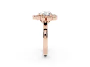 Heart-Shaped Vintage Milgrain Bezel Cluster Halo Engagement Ring Setting | Plain Band | Rose Gold