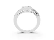 Heart-Shaped Bezel Bypass Engagement Ring Setting | Round Side Stones | Platinum