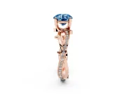 Fancy Blue Round Cut Diamond Pavé Twist Band Solitaire Ring Set in Rose gold with Prong Setting