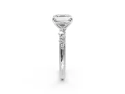 Asscher Cut Solitaire Engagement Ring Setting | Graduated Scattered Accents | Sterling Silver