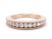 Round Diamond Channel Band Set in Rose gold with Milgrain Edges