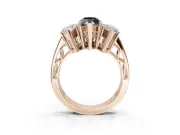 Fancy Black Marquise Lab-Grown Diamond Three-Stone Ring Set in Rose Gold with Textured Band