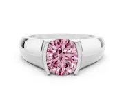 Round Half Bezel Engagement Ring Setting for a Fancy Pink Lab-Grown Diamond | Wide Band | Platinum