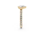 Pear Cut Diamond Pavé Solitaire Ring Set in Yellow gold with Round Band and Prong Setting