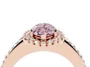Marquise Pave Halo Engagement Ring Setting for a Fancy Pink Lab-Grown Diamond | Pave Band | Rose Gold