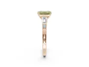 Emerald Cut Tapered Baguette Engagement Ring Setting for a Fancy Yellow Lab-Grown Diamond | Bar Set Sides | Rose Gold