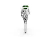 Asscher Cut Bypass Hidden Halo Engagement Ring Setting for a Fancy Green Lab-Grown Diamond | Graduated Pavé | Platinum