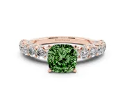 Cushion Cut Shared Prong Engagement Ring Setting for a Fancy Green Lab-Grown Diamond | Rose Gold